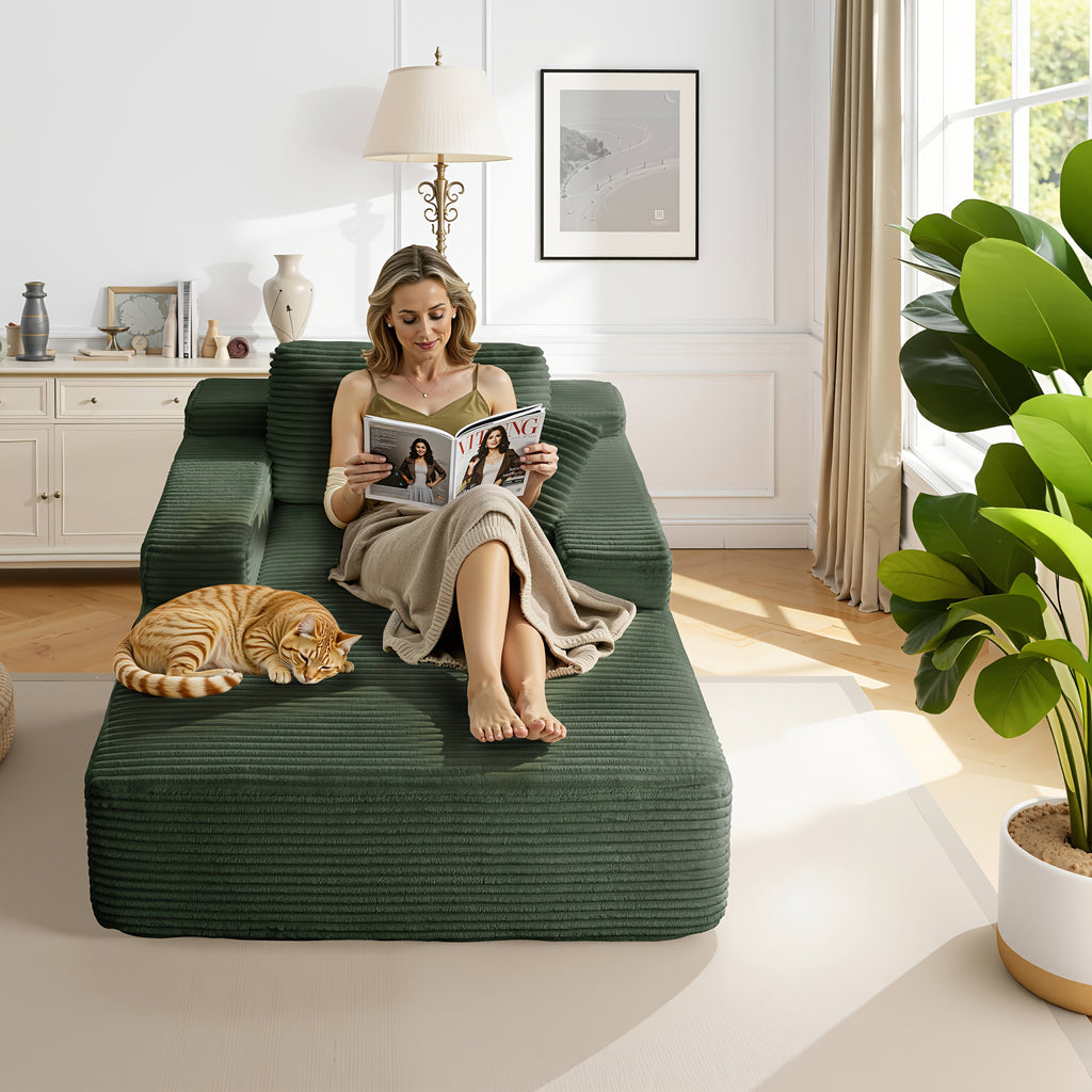 51 inch oversized boneless lounge chaise recliner corduroy
