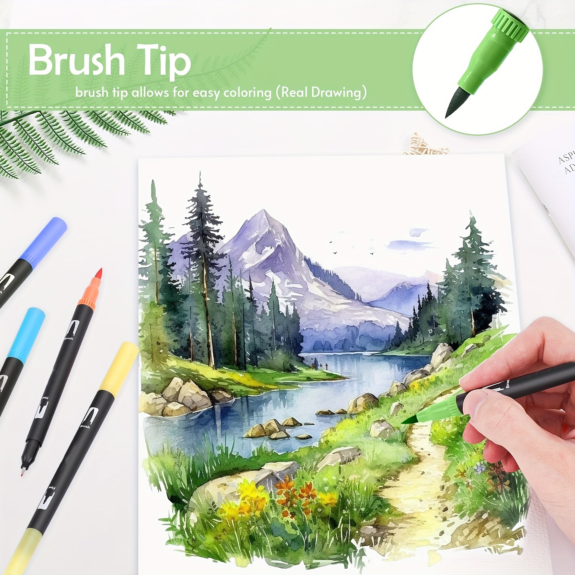 121pcs dual tip watercolor art markers set