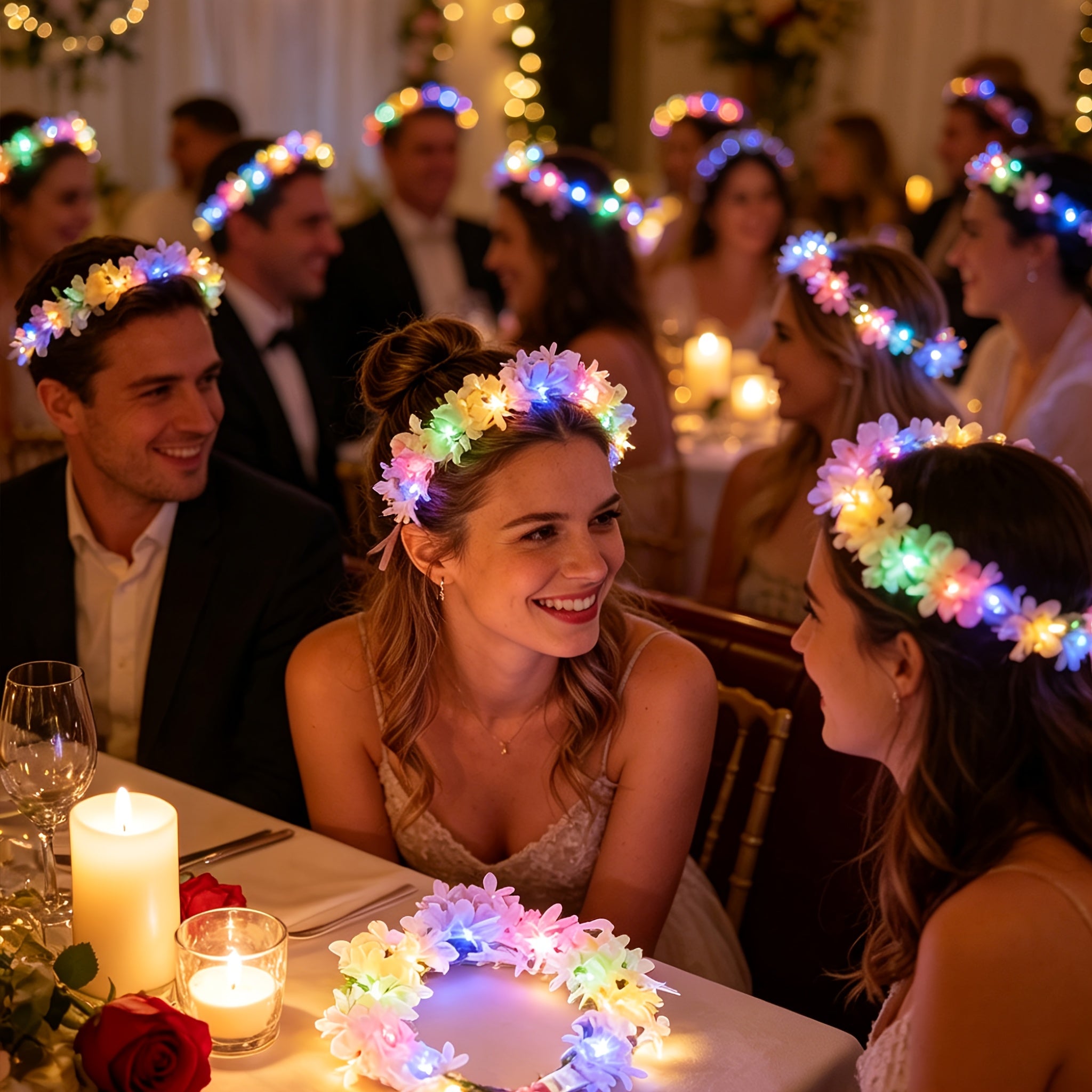 30 glowing led womens headbands lilac flower decorations