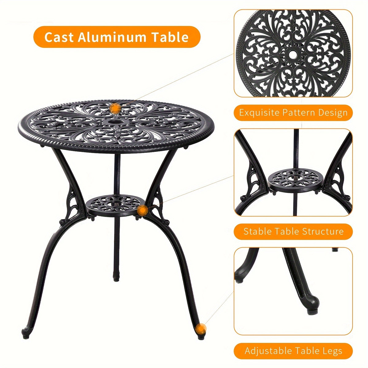 set 3pcs outdoor cast aluminum outdoor bistro
