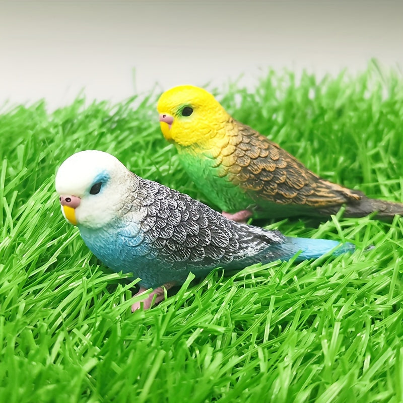 2pcs mini budgie parrot set realistic pvc bird figurines