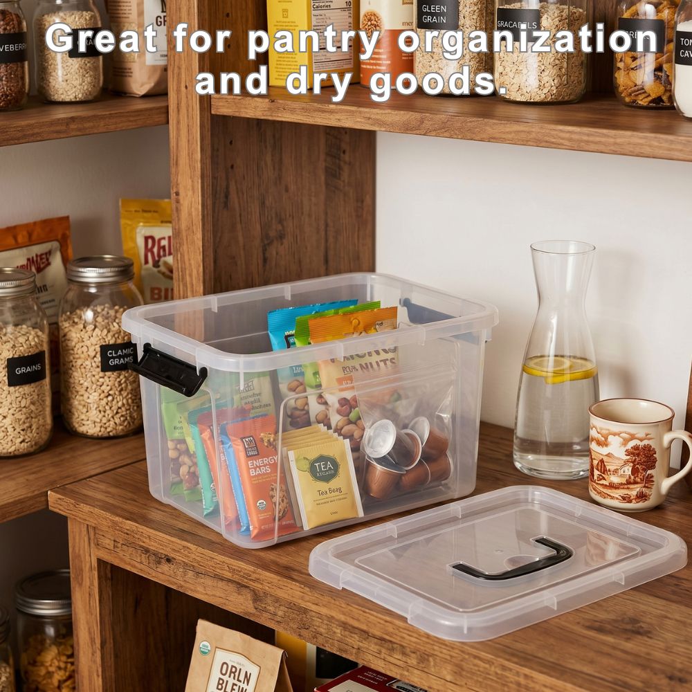 6pcs transparent 7qt plastic storage boxes locking lids