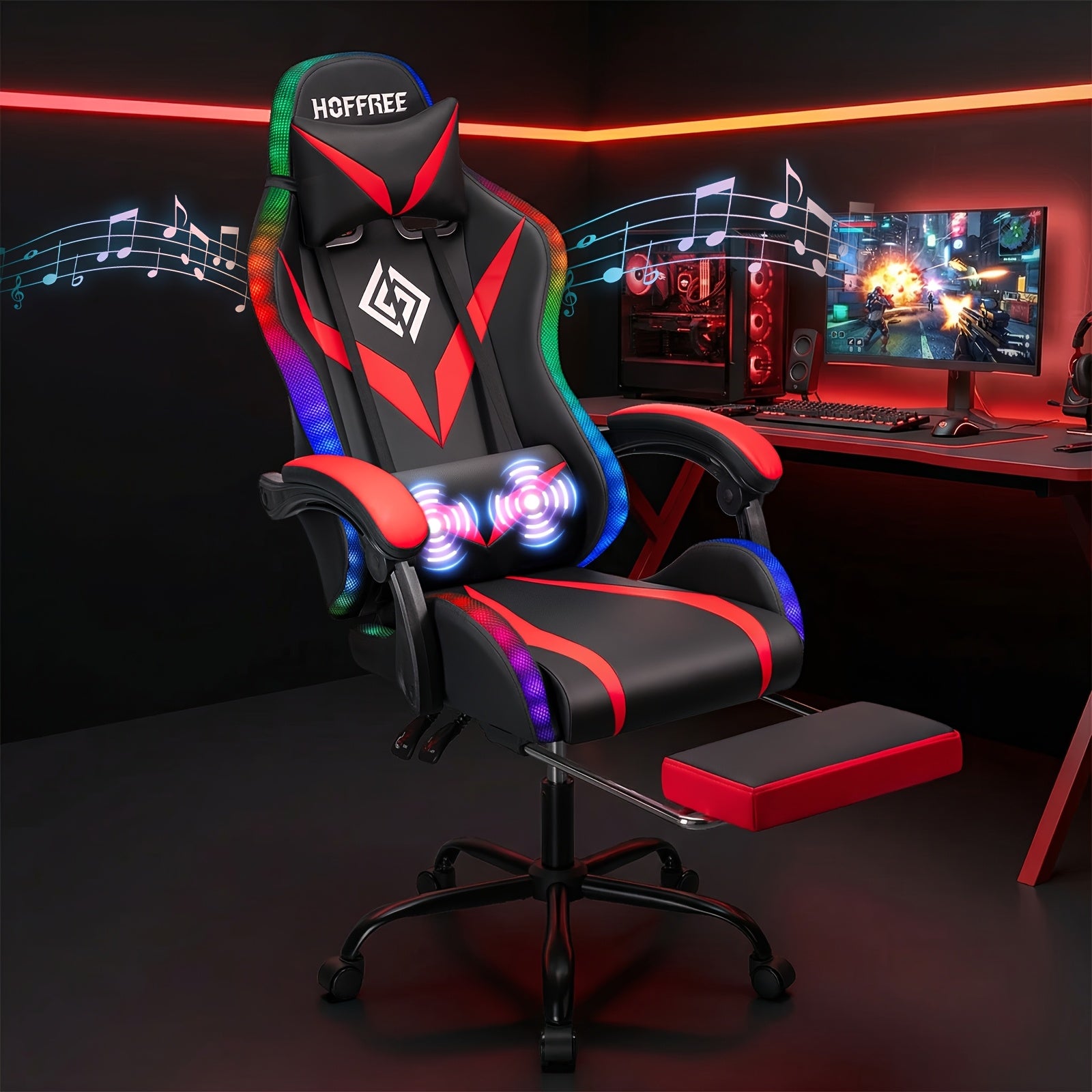 massage lumbar support bar ergonomic gaming