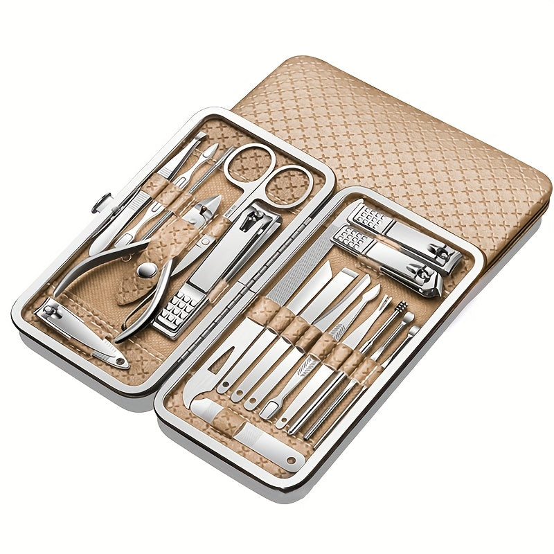 golden 19pcs set classic   manicure pedicure tool set