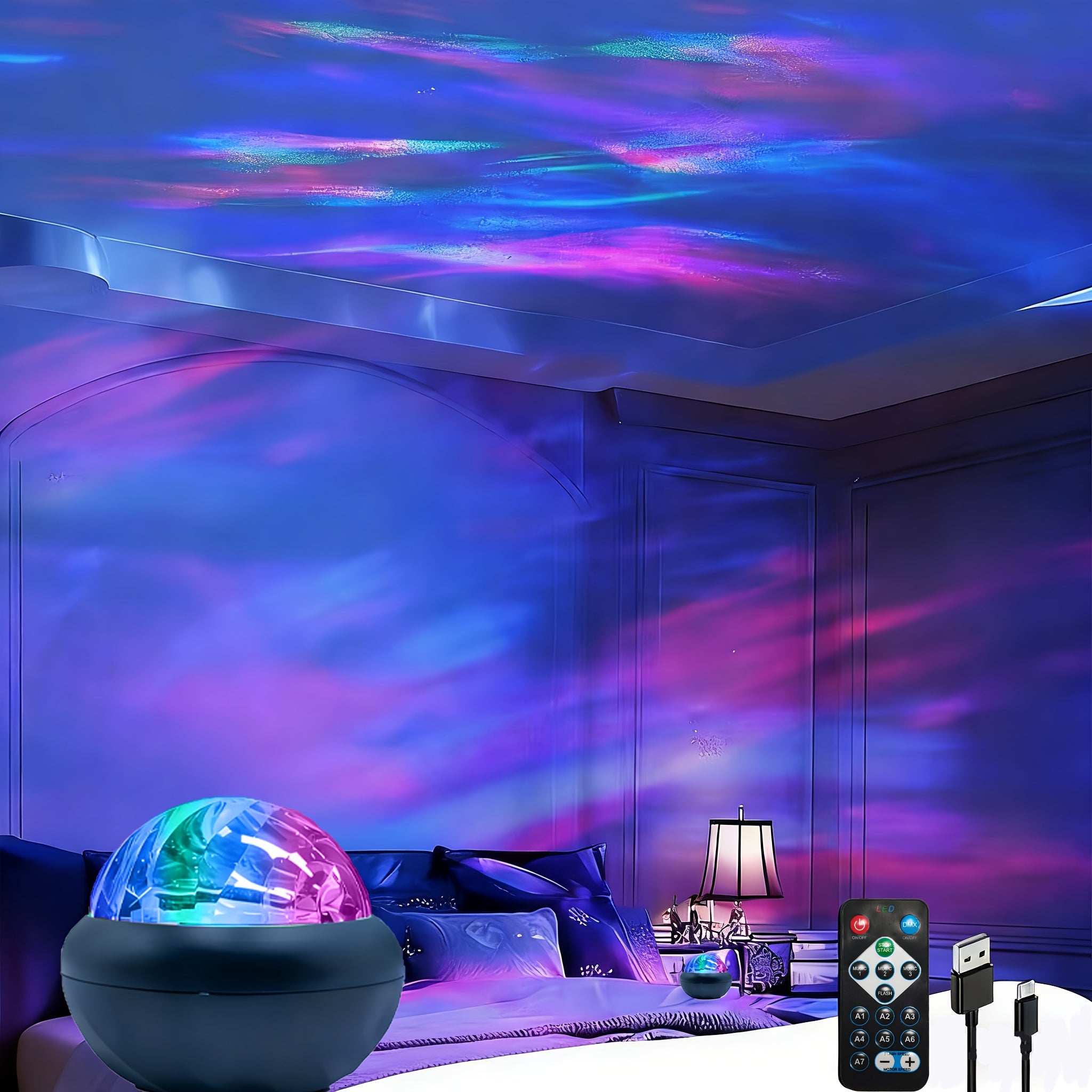 1pc usb powered   projection light multi color