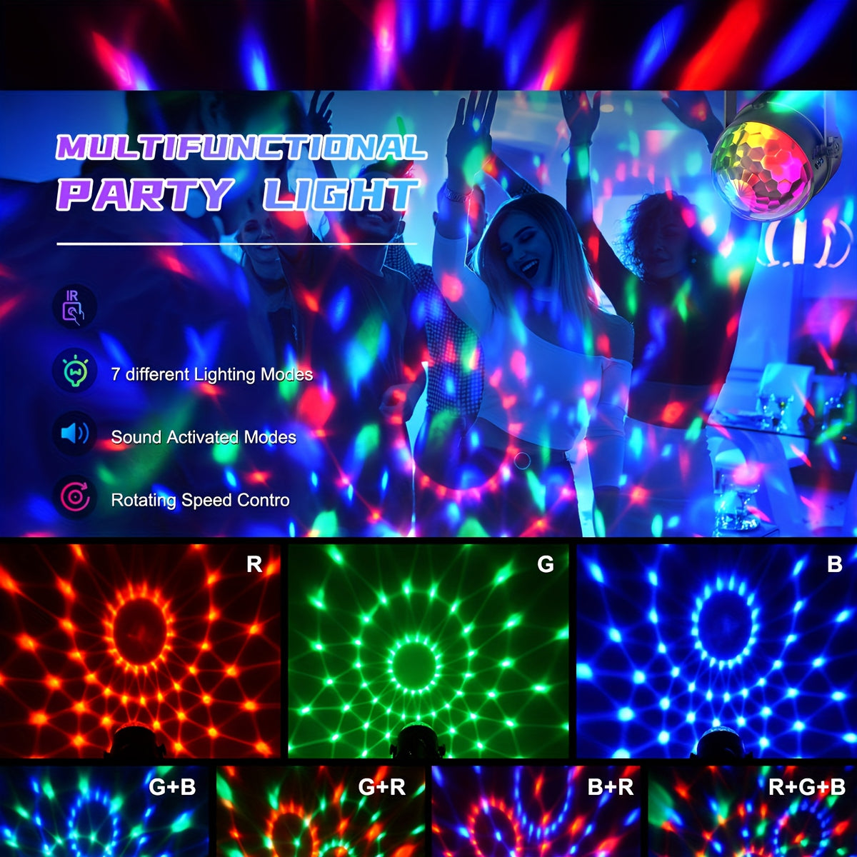 1 hd prism rgb disco ball light rotating disco ball light