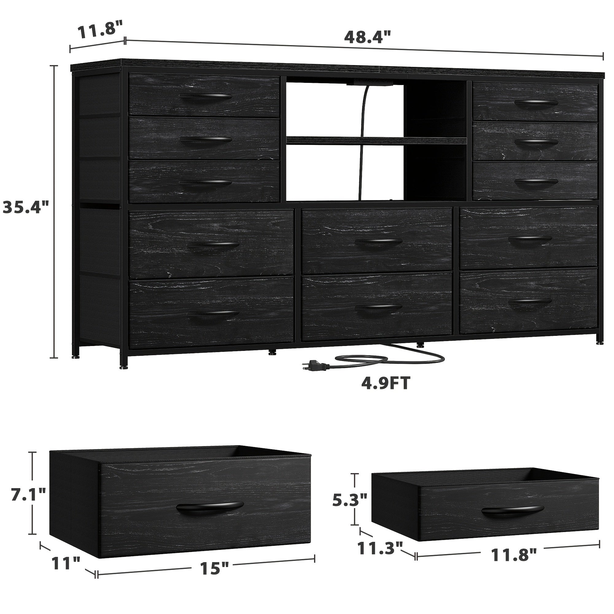 tv stand dresser 60tv entertainment center led lights power