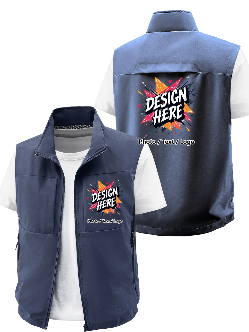 custom mens vest spring summer fashion outdoor vest multi