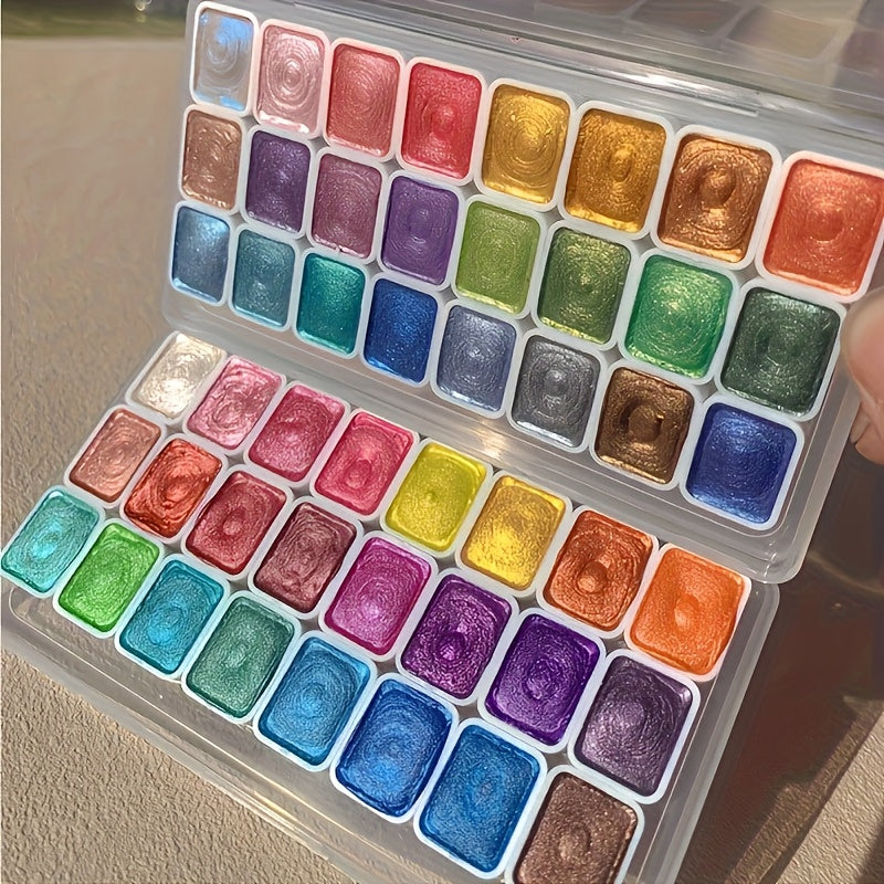 24 colors mini pearlescent watercolor pigment portable metal