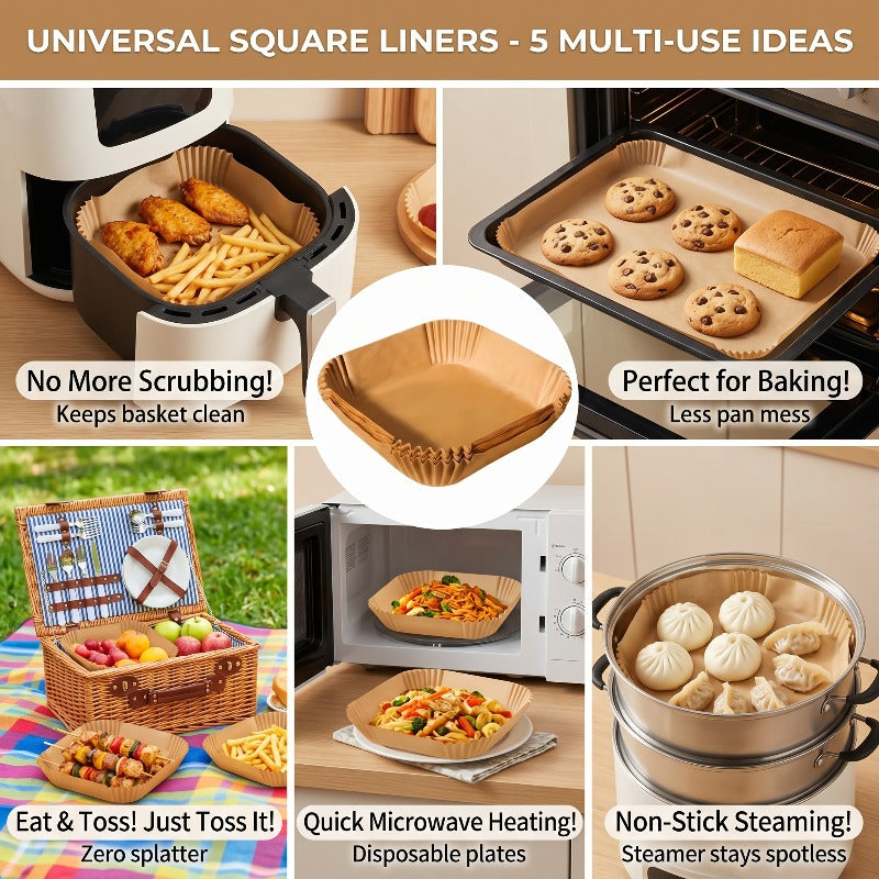 150pcs square air fryer liner paper disposable non stick oil