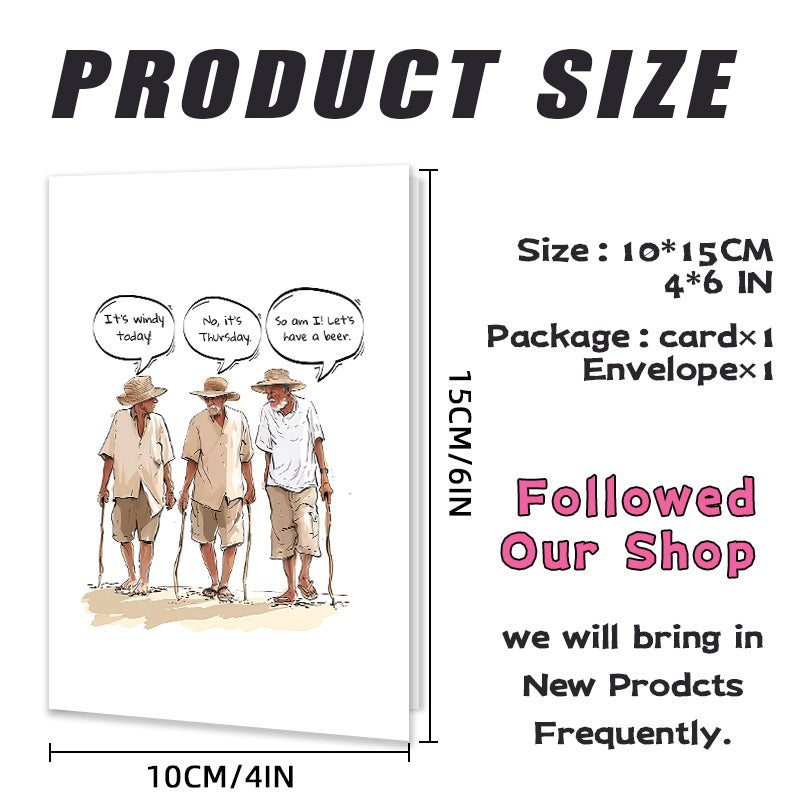 1 set funny elderly men birthday greeting card humorous day