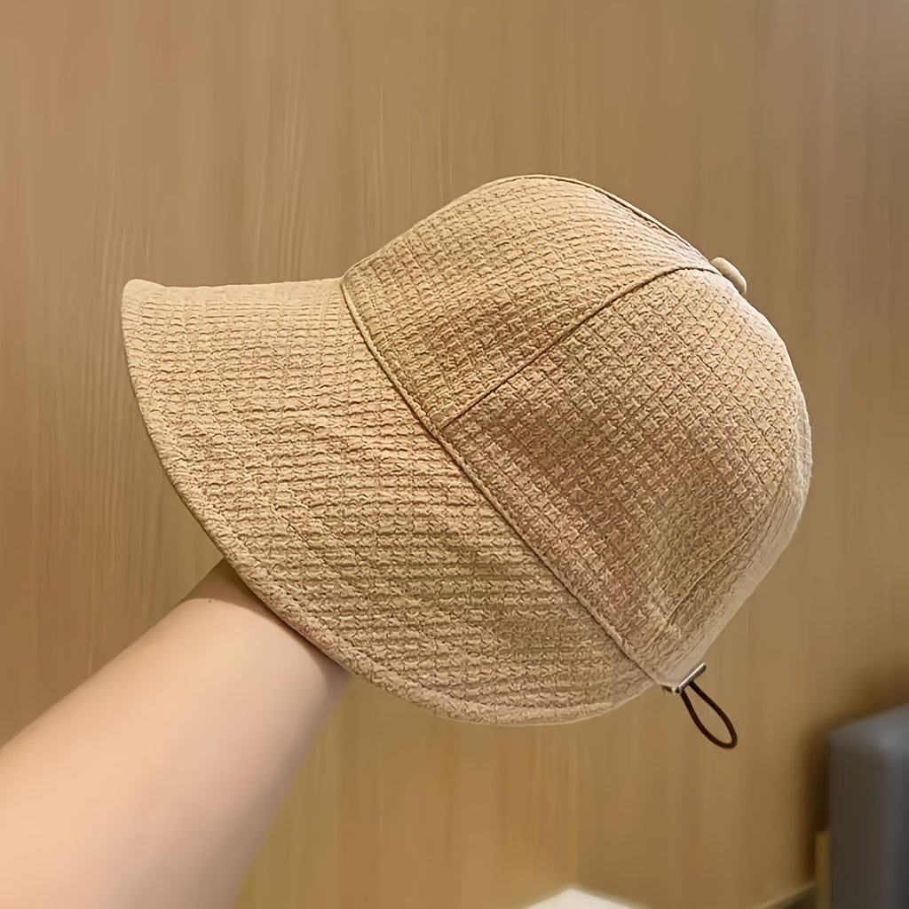 womens waffle bucket hat sun hat adjustable versatile peaked