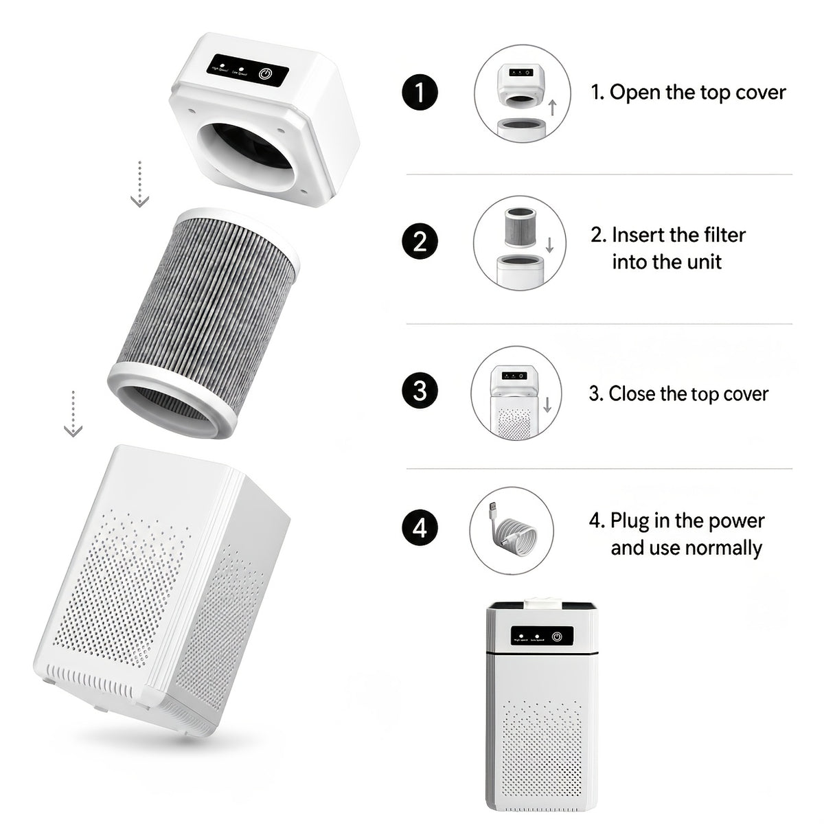 portable     h13 grade true hepa filter