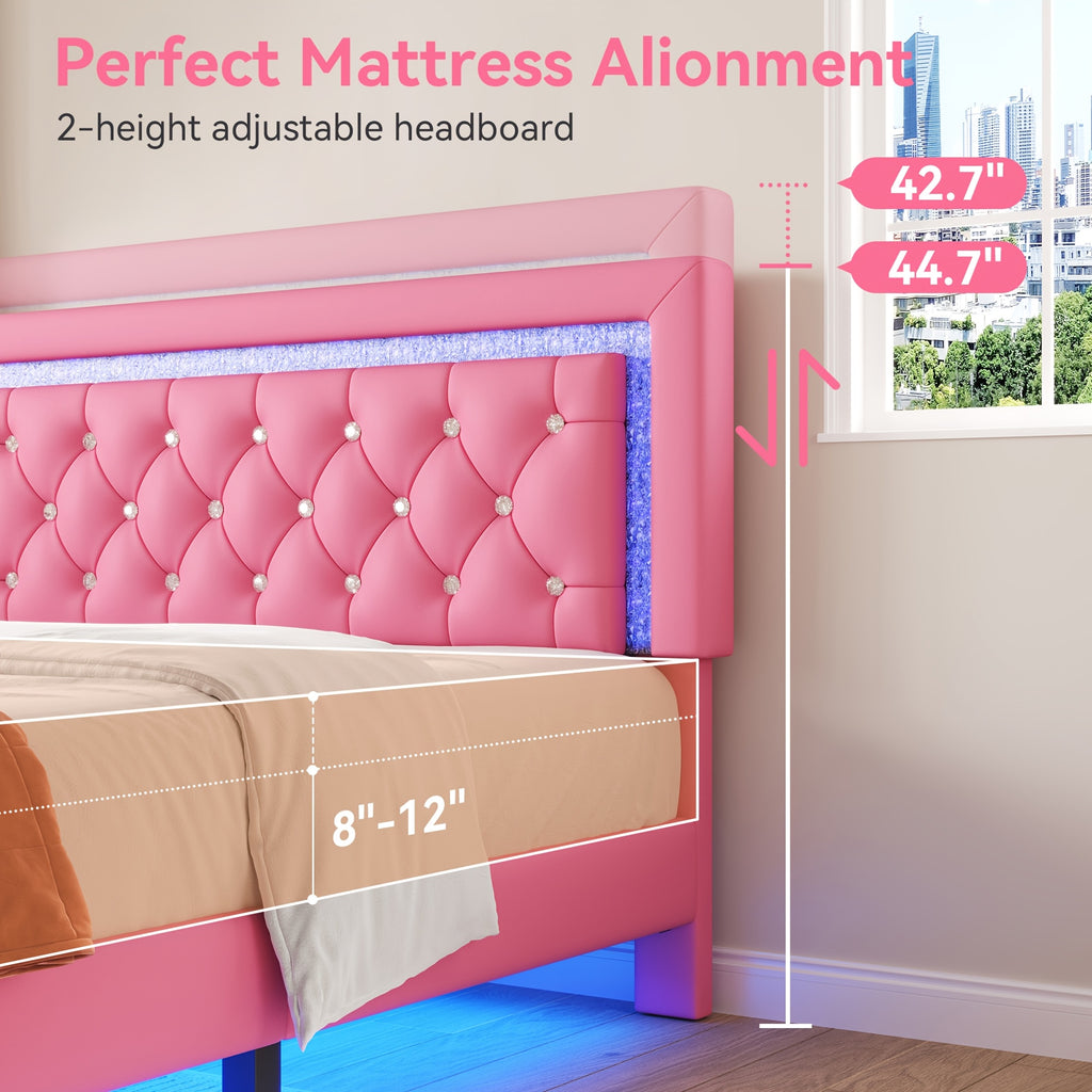 mraeer diamond quilted velvet silent full queen bed frame