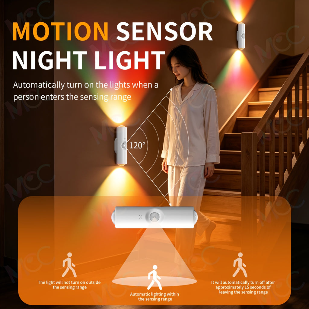 led magnetic night light dual voice motion sensor 9 colors