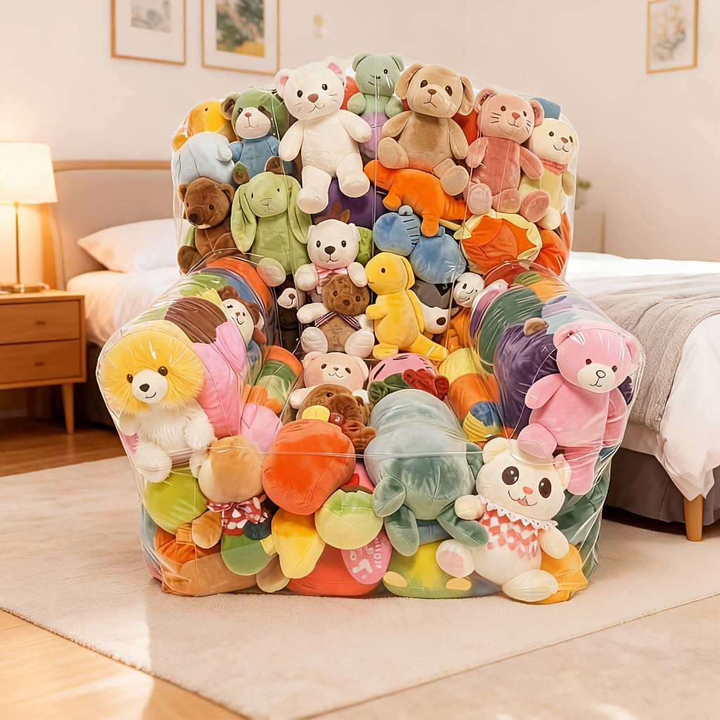 1pc large capacity transparent bean bag plush animal storage