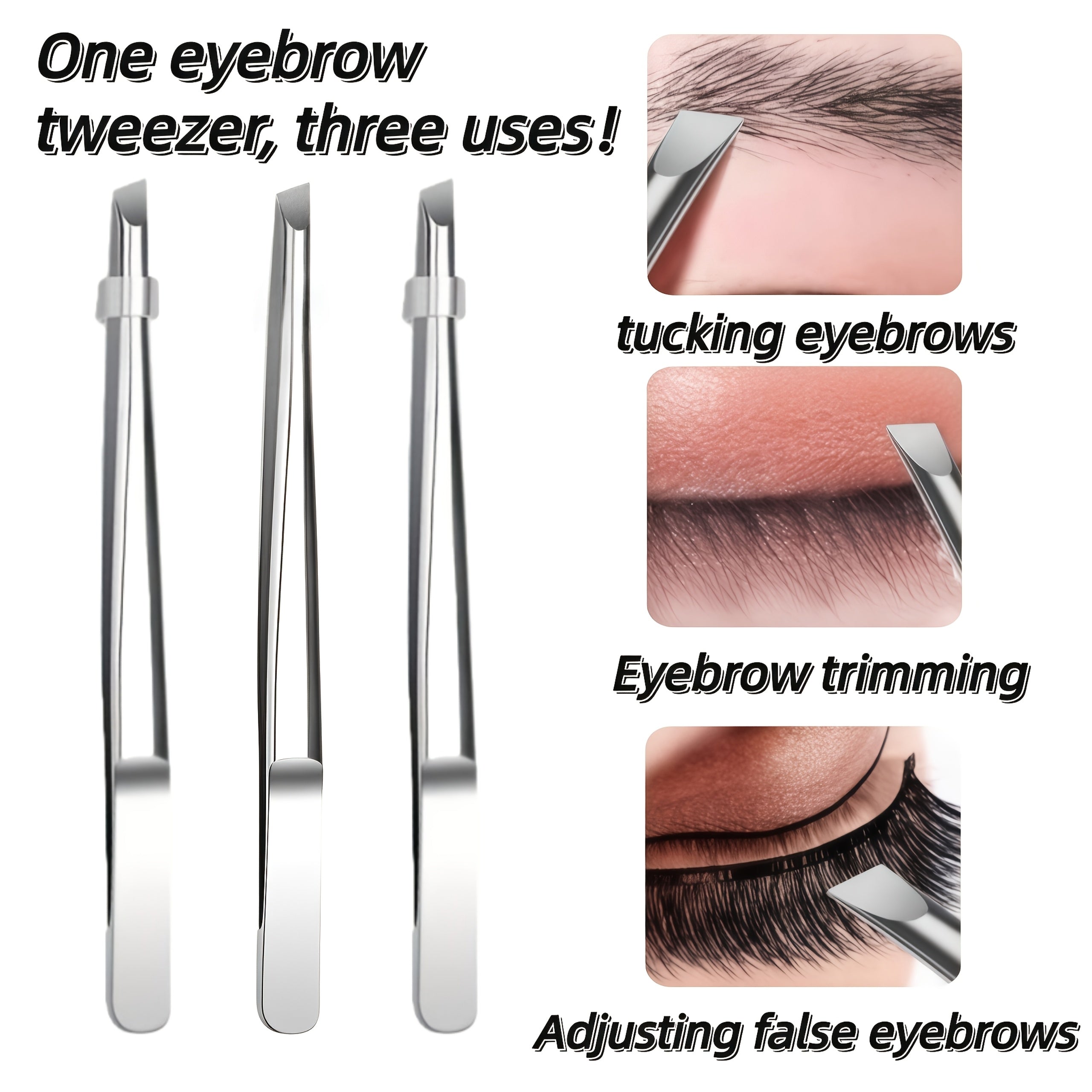3pcs high quality stainless steel eyebrow tweezers hair