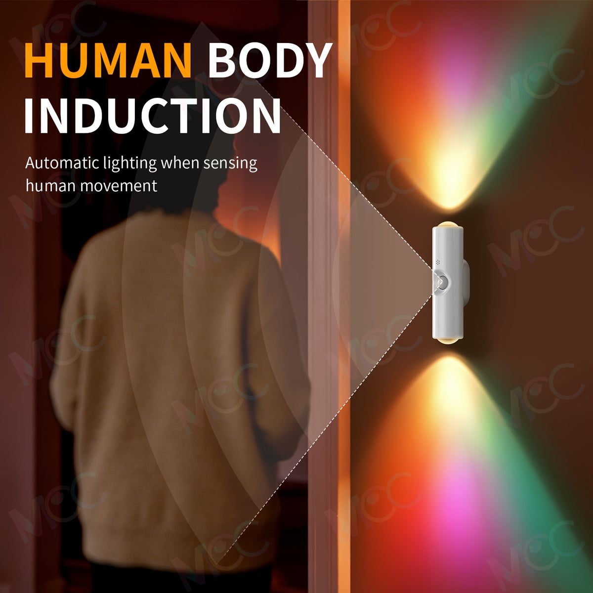 led magnetic night light dual voice motion sensor 9 colors