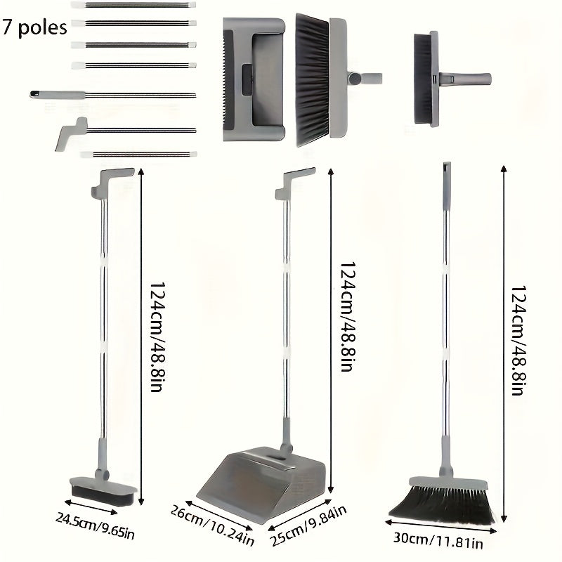 3 in 1 foldable broom mop dustpan combination set household