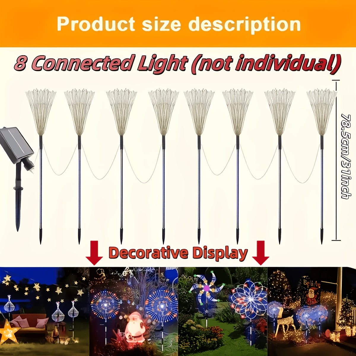 8 pack 420led solar outdoor fireworks light ip65 waterproof