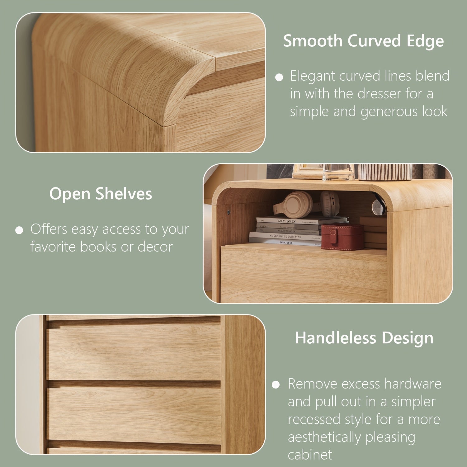 25 tall modern nightstand charging station wood bedside