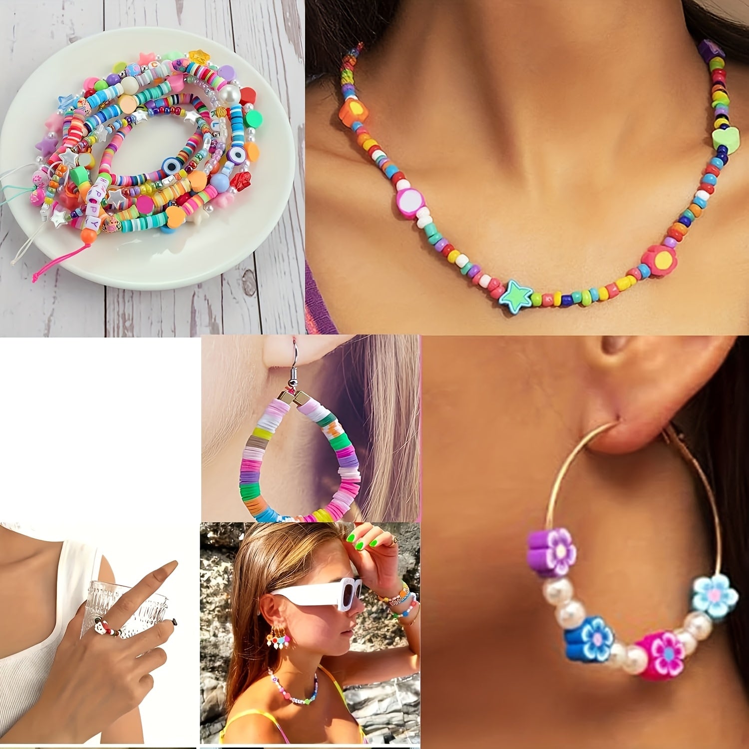 bracelet making kit fruit flower polymer clay beads mixed
