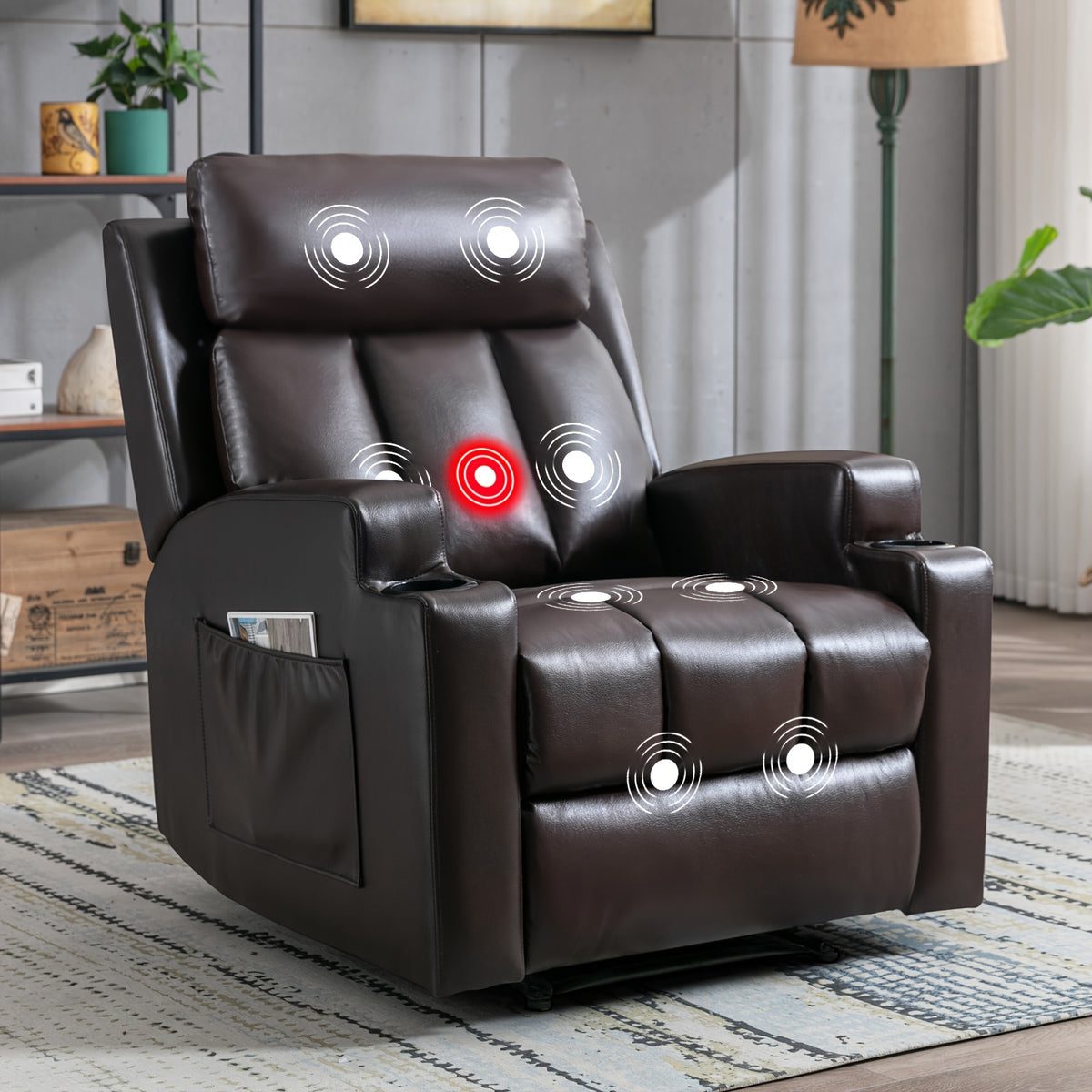 manual recliner chair massage heat ergonomic