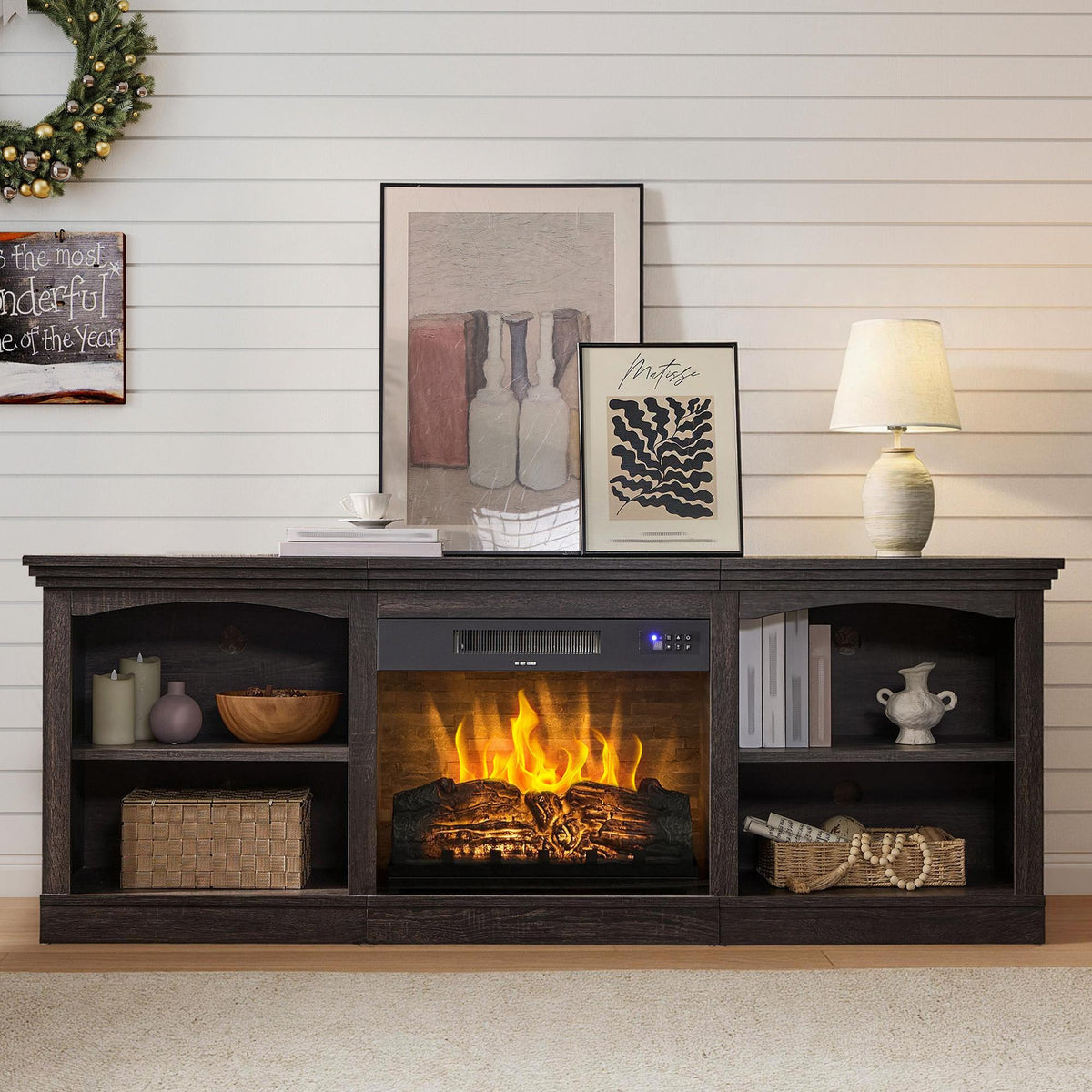 farmhouse tv stand 23 electric fireplace entertainment