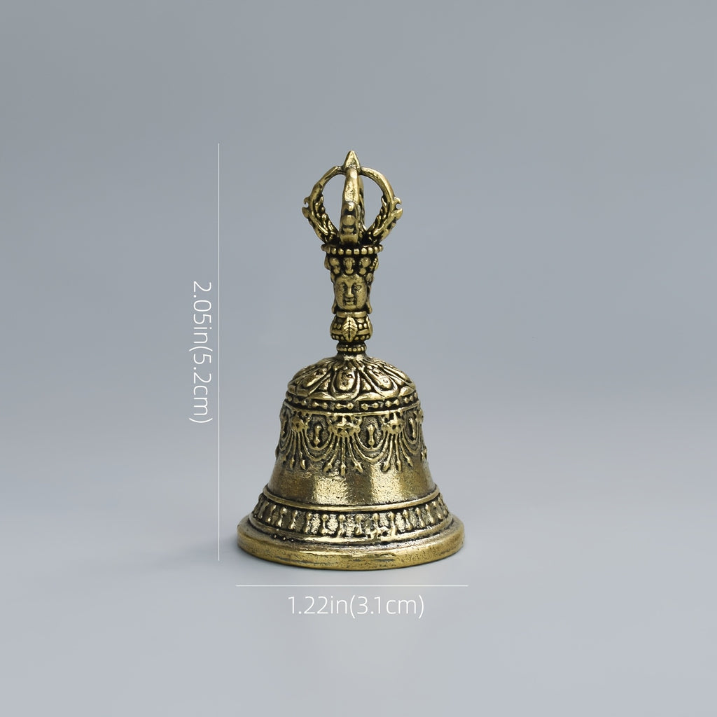 one carved bronze bell hand held shaker clapping handle
