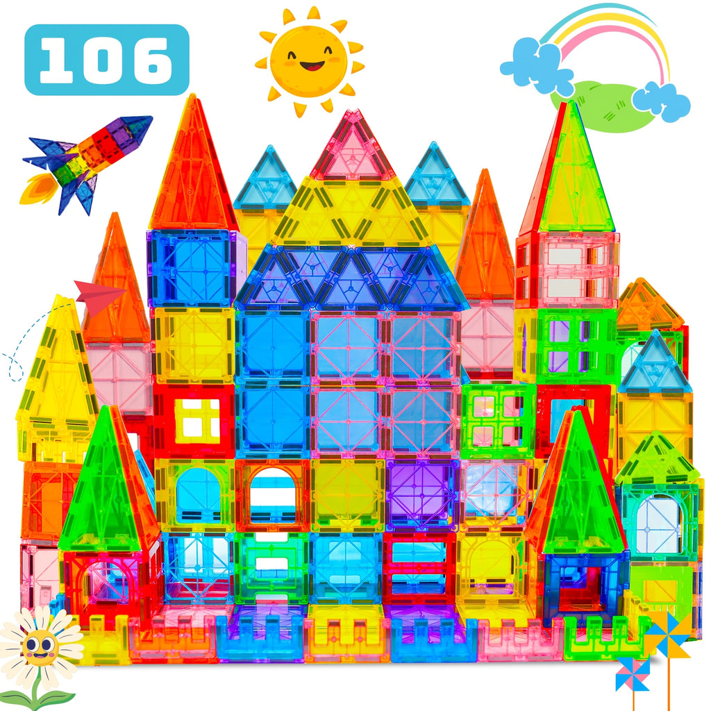 80 106 136pcs magnetic tiles kids magnetic building blocks 2