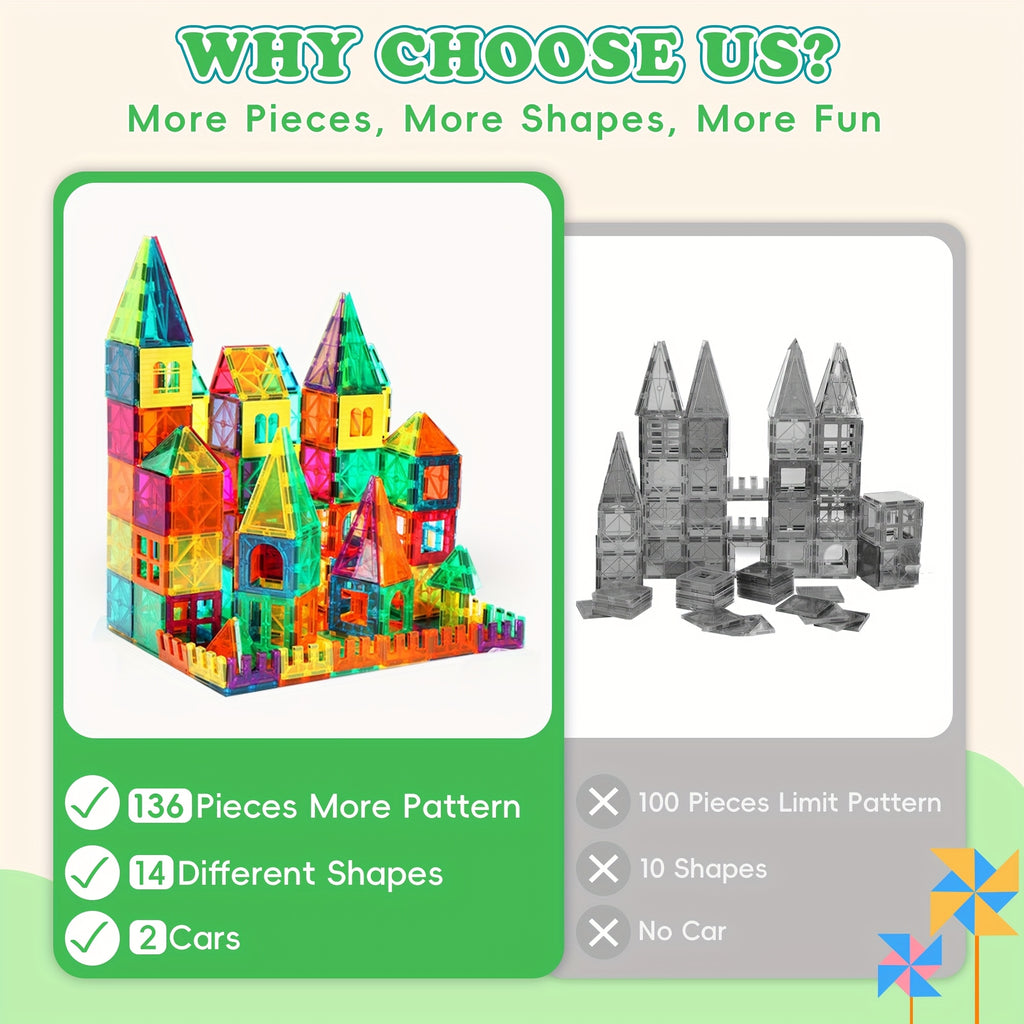 80 106 136pcs magnetic tiles kids magnetic building blocks 2