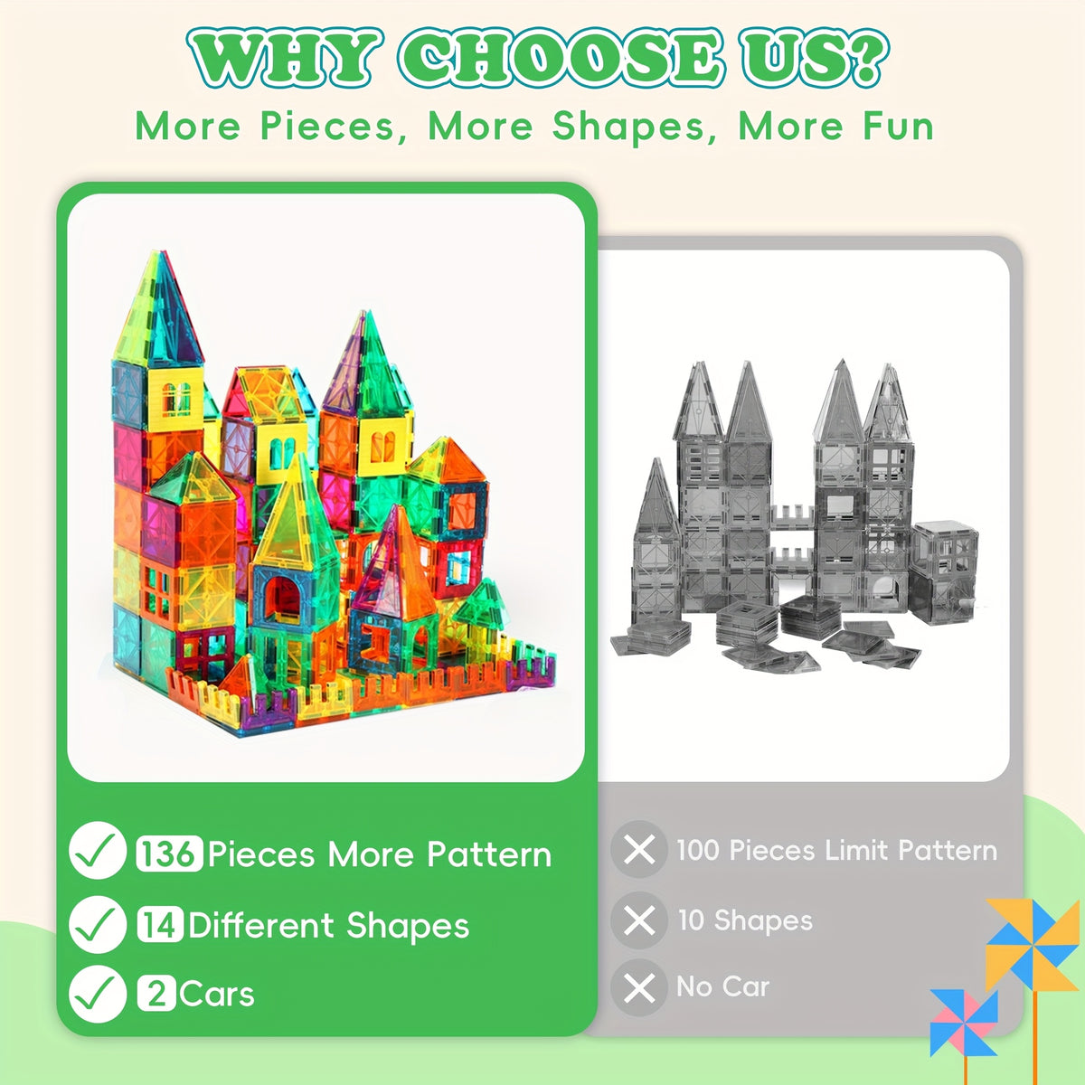 80 106 136pcs magnetic tiles kids magnetic building blocks 2