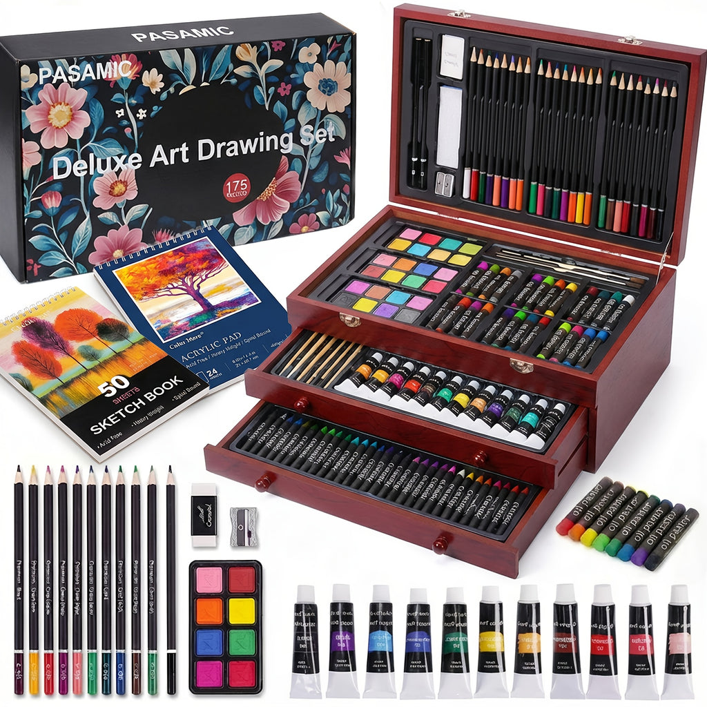 175pcs   set 2 drawing pads crayons acrylic paints