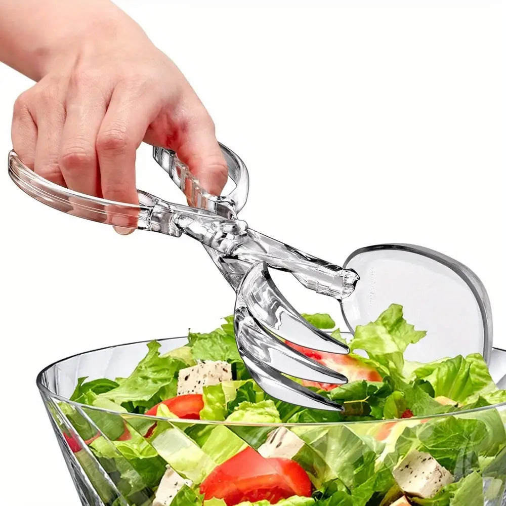 1 pair transparent plastic salad scissors reusable