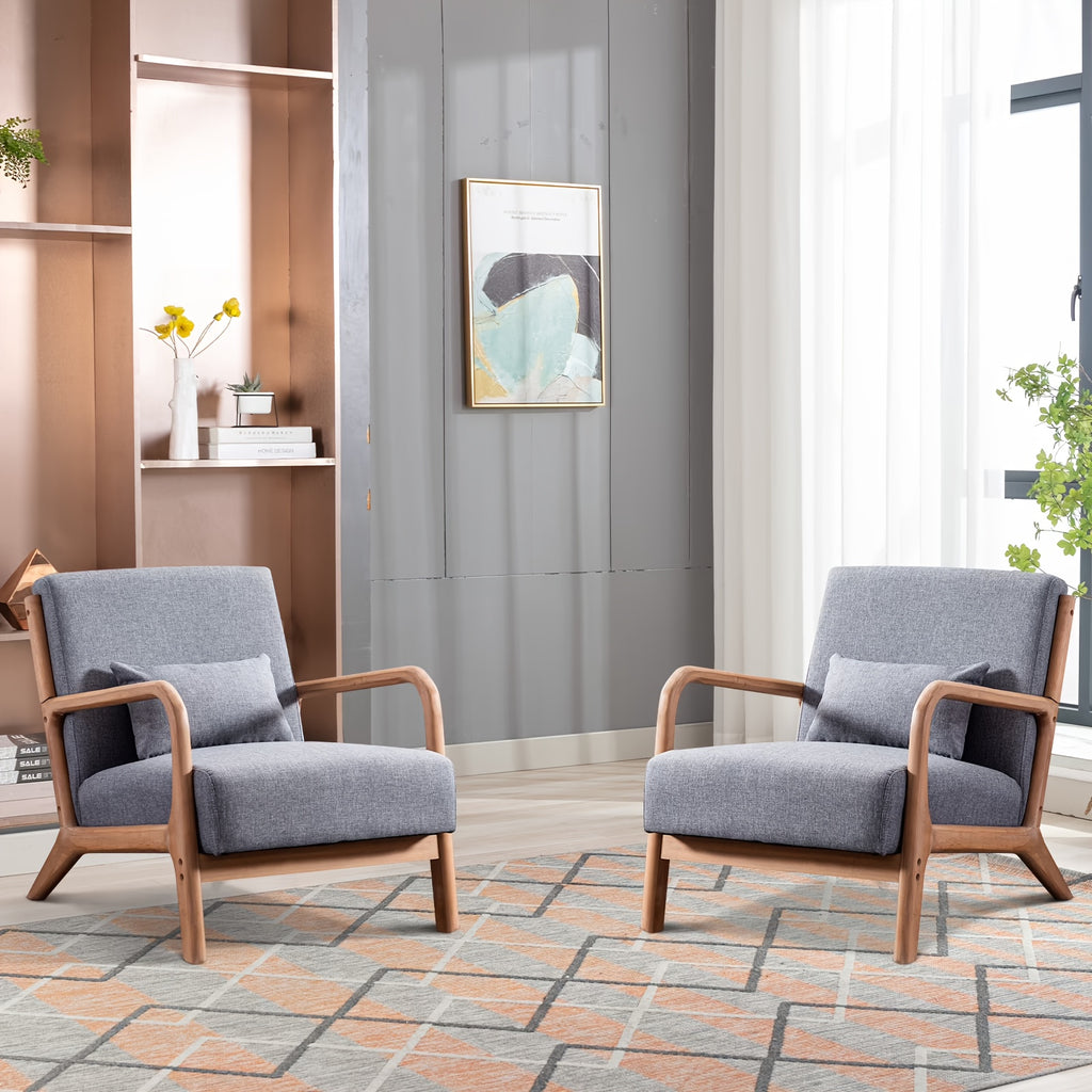 century modern accent chair linen fabric upholstered