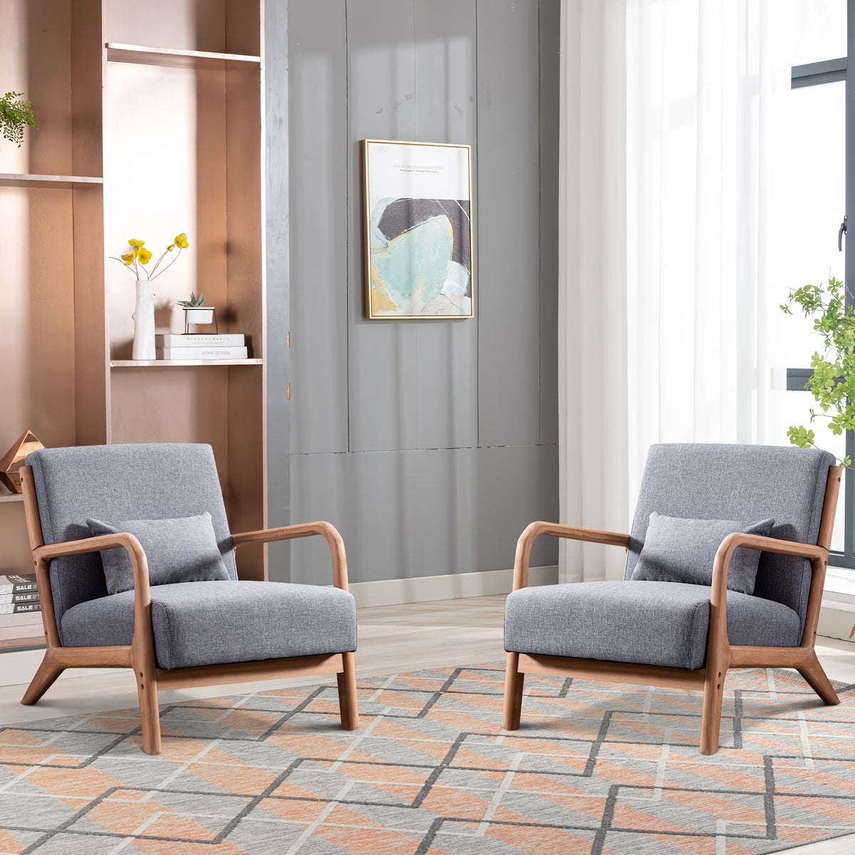 century modern accent chair linen fabric upholstered