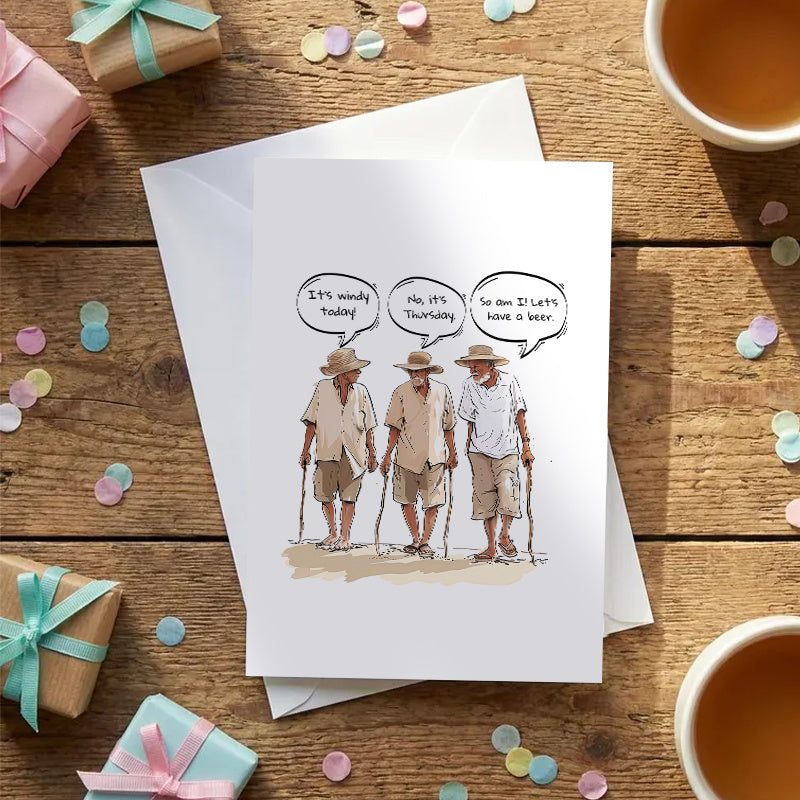 1 set funny elderly men birthday greeting card humorous day