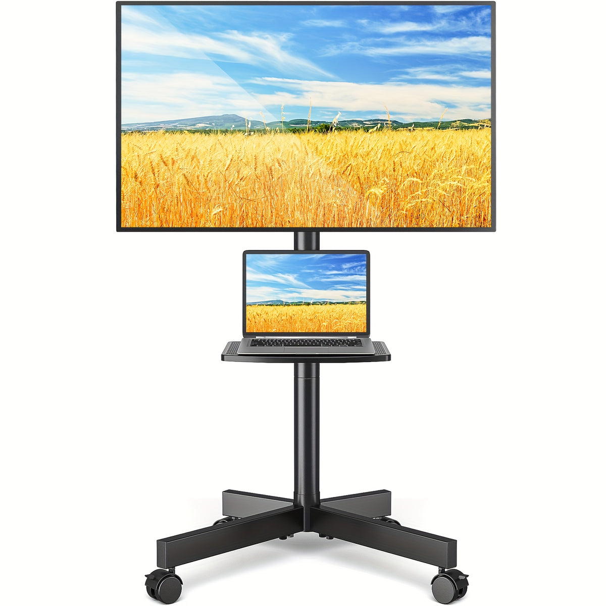 height adjustable mobile tv cart wheels 23 60 inch tvs