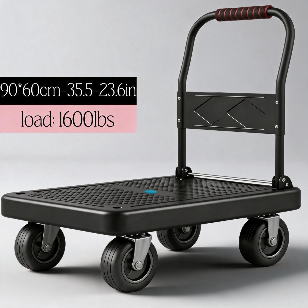 folding heavy-duty handcart,   handcart,   truck,   trolley, silent tpr wheels, thickened frame (1600/980/480/220 lbs), suitable for home renovation, material handling, moving, large item transportation,   and garages. - tools & home improvement