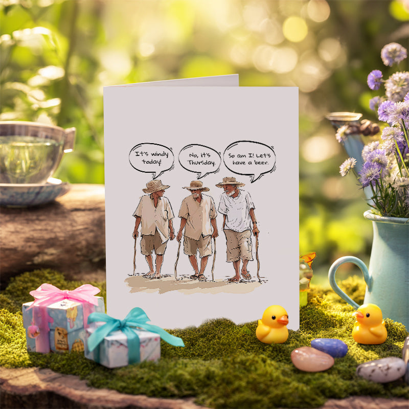 1 set funny elderly men birthday greeting card humorous day