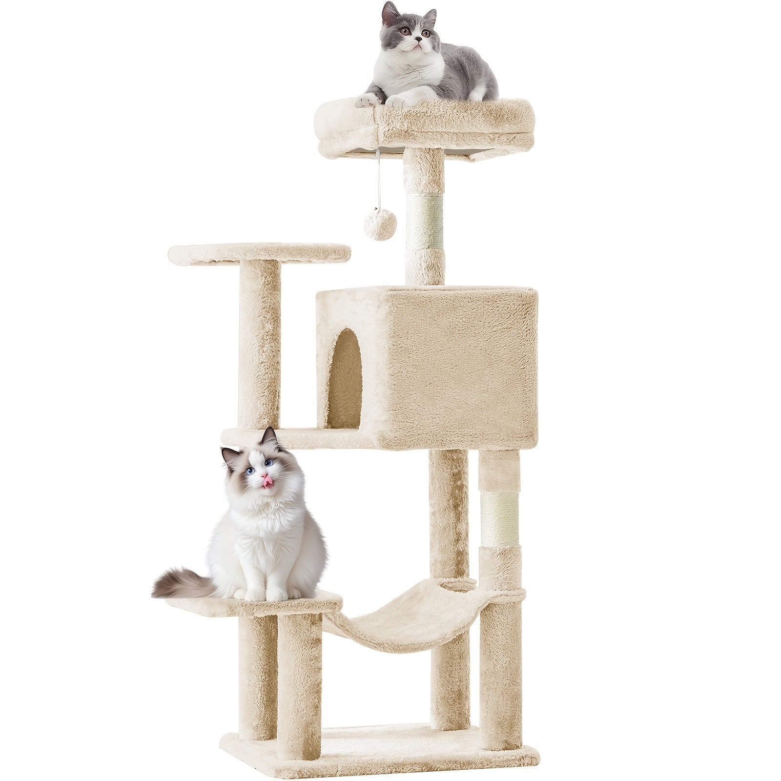 44 inch multi cat tree tower condo hammock natural sisal