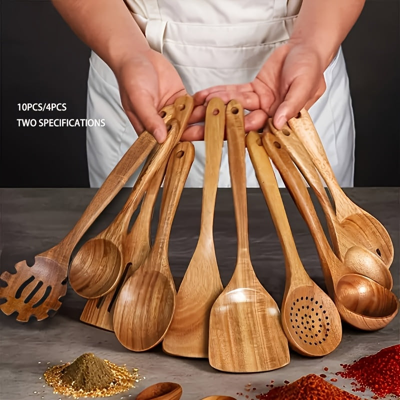 10 4 piece wooden kitchen utensil set natural wooden spoons