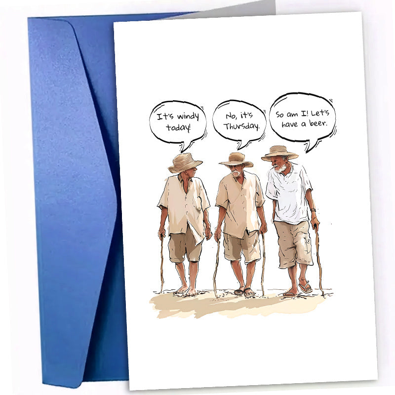 1 set funny elderly men birthday greeting card humorous day