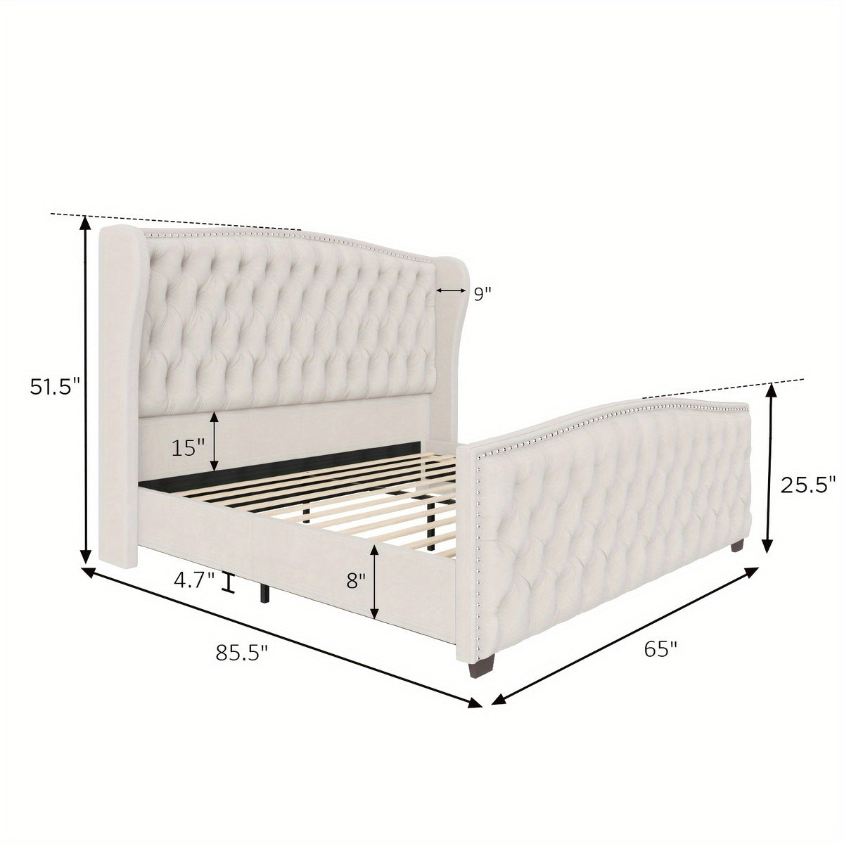 handcrafted velvet bed frame featuring a wingback headboard