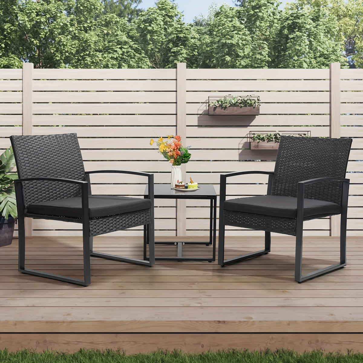 3pcs outdoor seating arrangement made wicker rattan