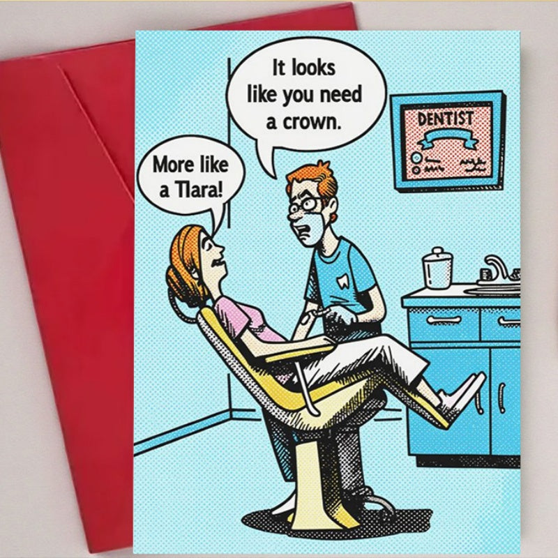 1pc funny dental humor greeting card cartoon comic style