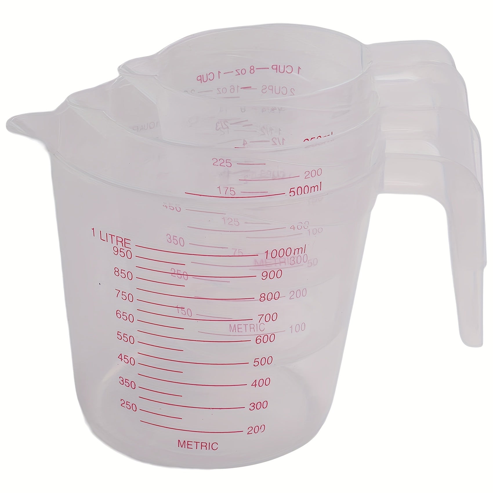 3pcs nesting measuring cups set 1 cup 250ml 2 cups 500ml 4