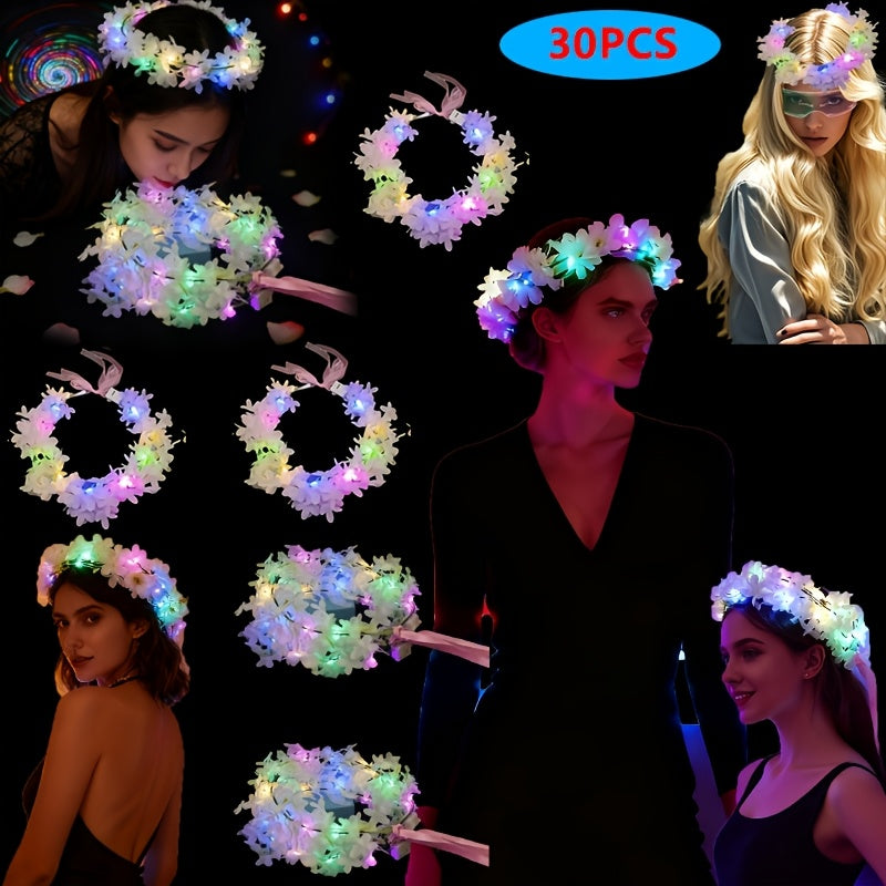 30 glowing led womens headbands lilac flower decorations