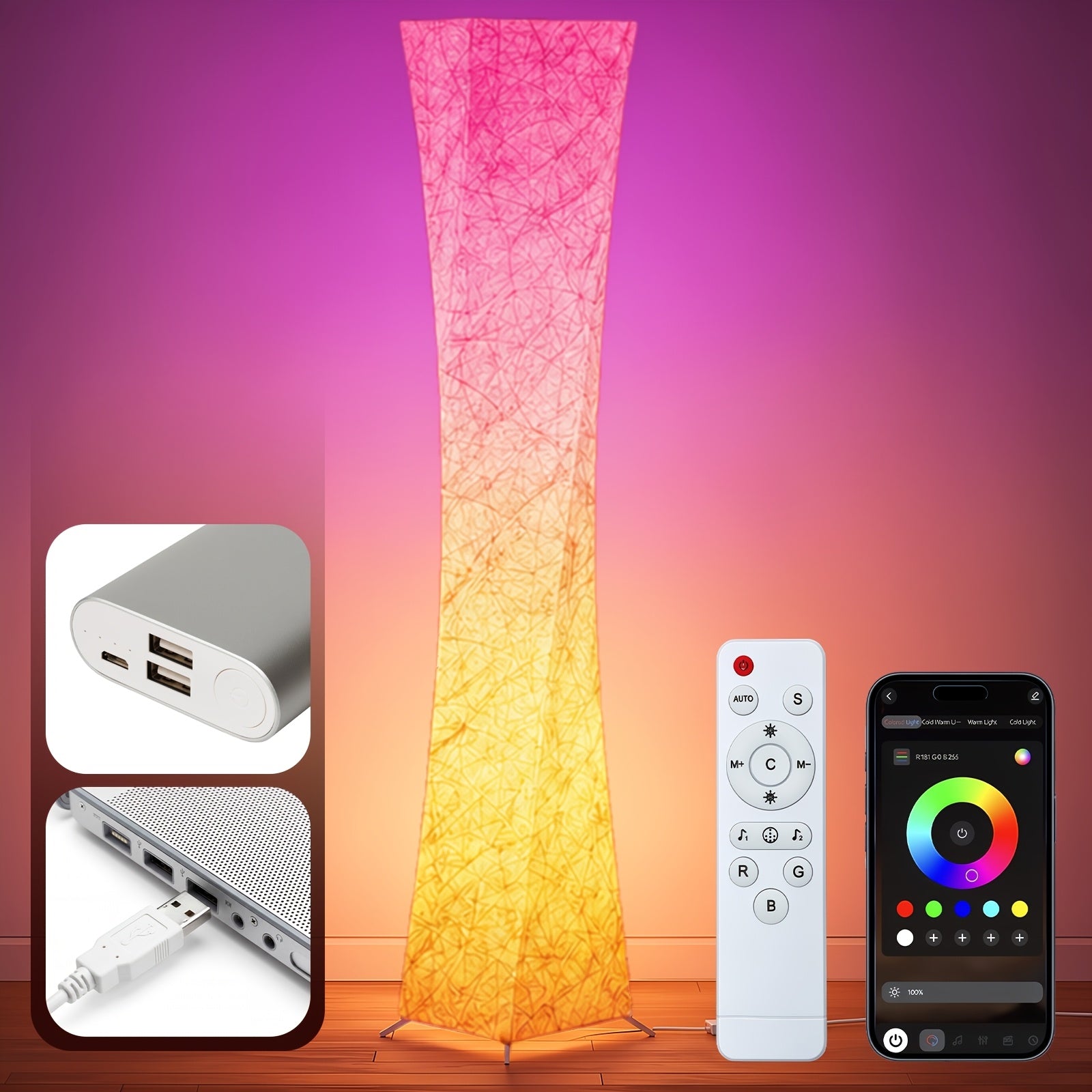 60 inch square floor lamp smart rgb led corner lamp