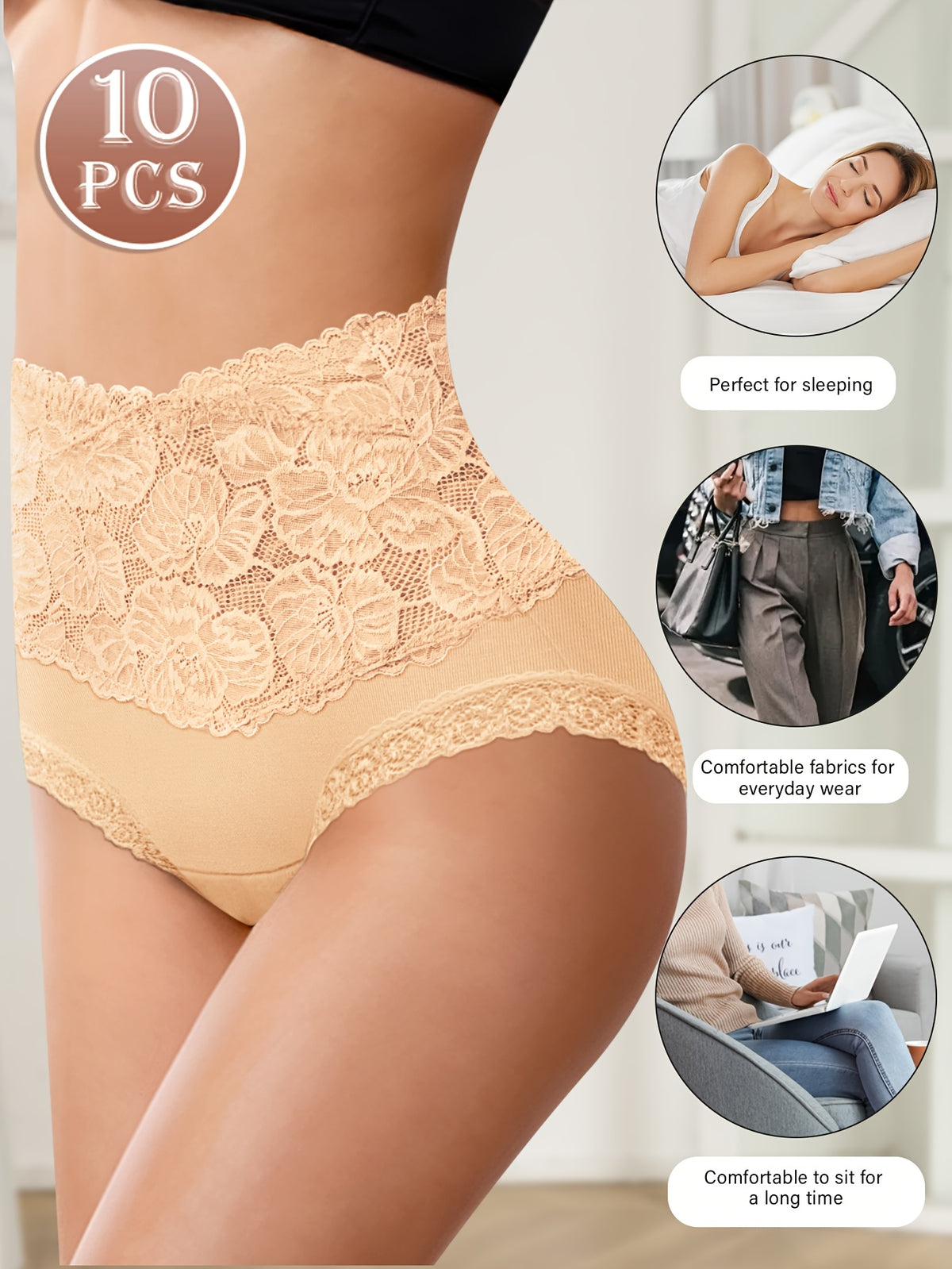 10pack   elegant lace panties high waisted tummy